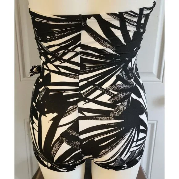 Maxine Of Hollywood Halter Neck Skirted Front One Piece Swimsuit Tropical Sz 10 - Picture 10 of 15